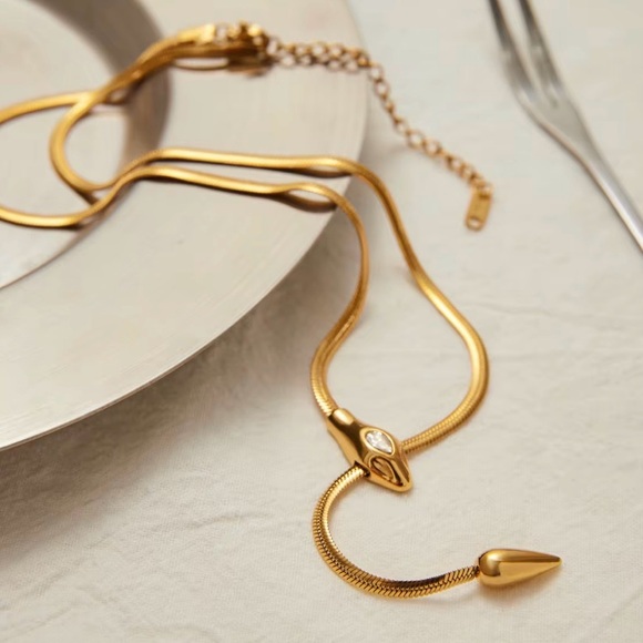 Snake link necklace 18k gold vermeil new Elegant Gold Layered Necklace - Picture 2 of 3
